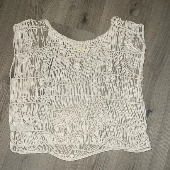 Ralph Lauren Cream Crochet Top Size Large 100% Cotton Boho Sleeveless - Picture 8 of 8